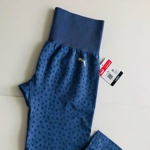 Puma Women’s Seamless Legging Violet With Dots Size L Large Waist With Elastic